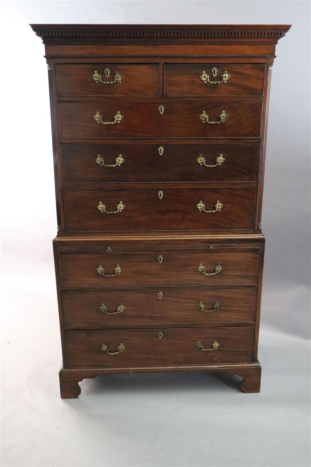 A George III mahogany chest on chest, W.3ft 8.5in. D.1ft 10in. H.6ft 2.5in.